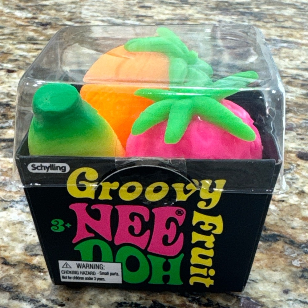 Needoh Squeeze Groovy Fruit Stress Toys - Green, Pink, Orange